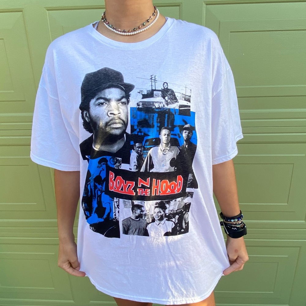 Boyz n The Hood Tee Mens White Short Sleeve Graphic T-Shirt Size XL EUC